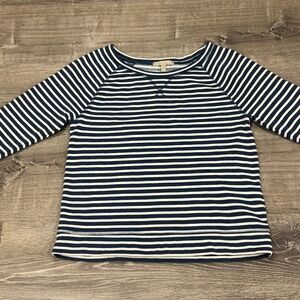 Banana Republic- Blue White Breton Stripe 3/4 Sleeve Top Small- Coastal Classic